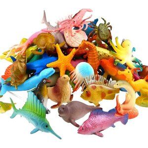 Funcorn Toys Ocean Sea Animal, 52 Pack Assorted Mini Vinyl Plastic Animal Toy